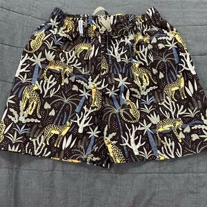 Animal Print Black Swim Trunks